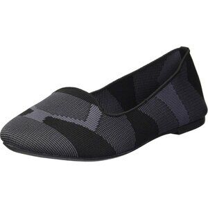Skechers Loafer Skimmer Women's Black Mesh Cleo Sherlock Engineered Knit Shoes